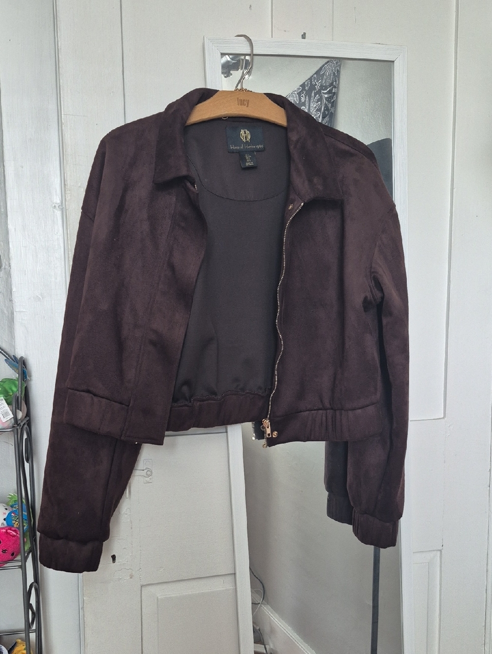 House of Harlow 1960 Chocolate Brown Suede Bomber Jacket